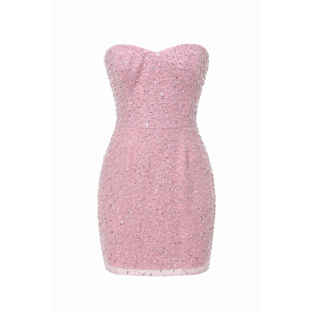 NWT Dress The Population Crystal Sequin Mini Dress Women's Pink Size L Body-con